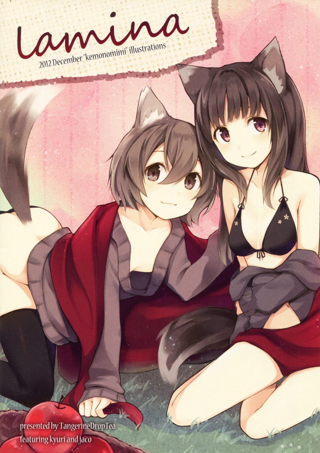 animal_ears bikini bottomless cleavage kitsune kyuri no_bra swimsuits tail thighhighs