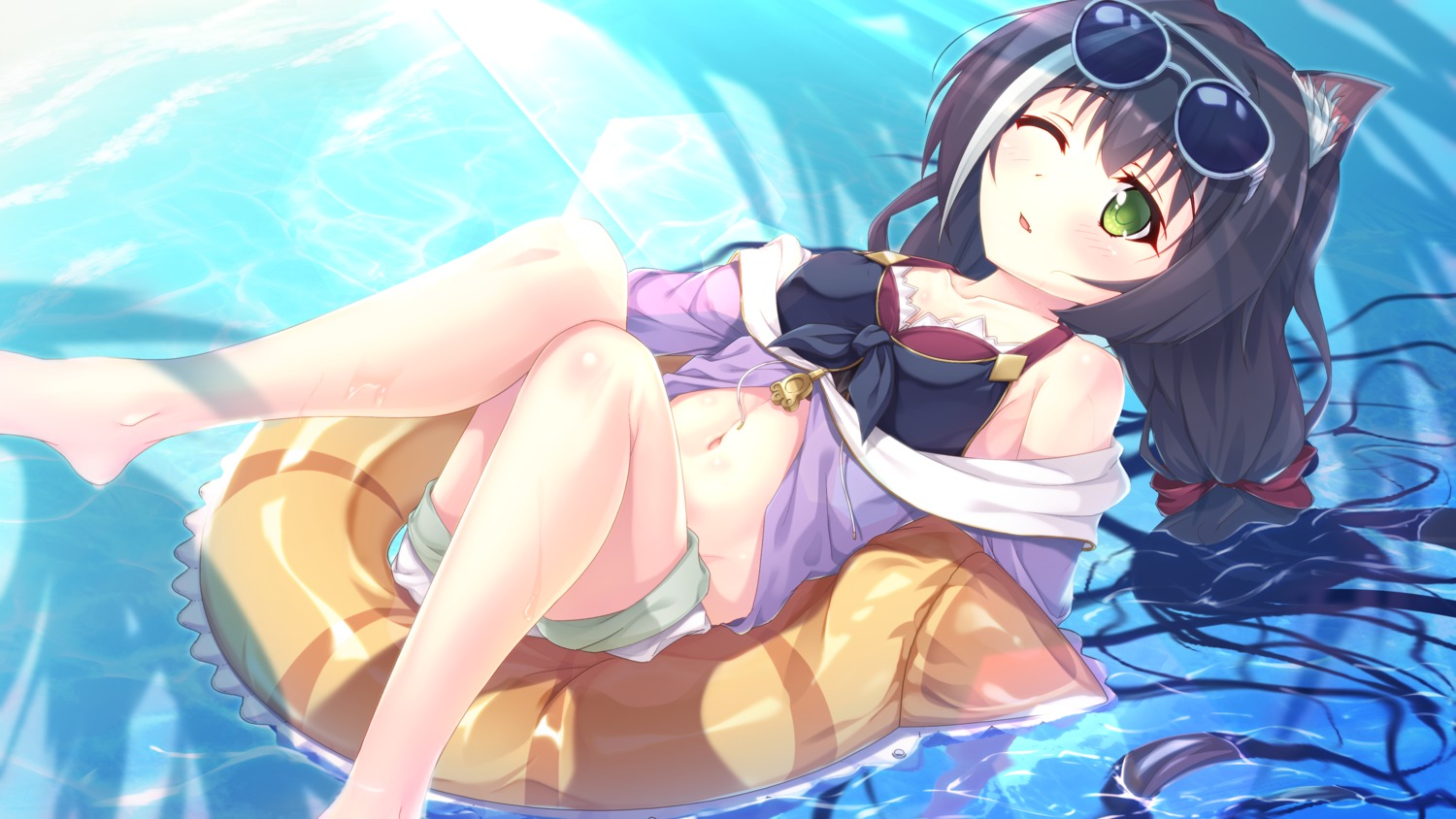 animal_ears arthur_ishii karyl_(princess_connect) megane nekomimi princess_connect! princess_connect!_re:dive swimsuits wallpaper wet