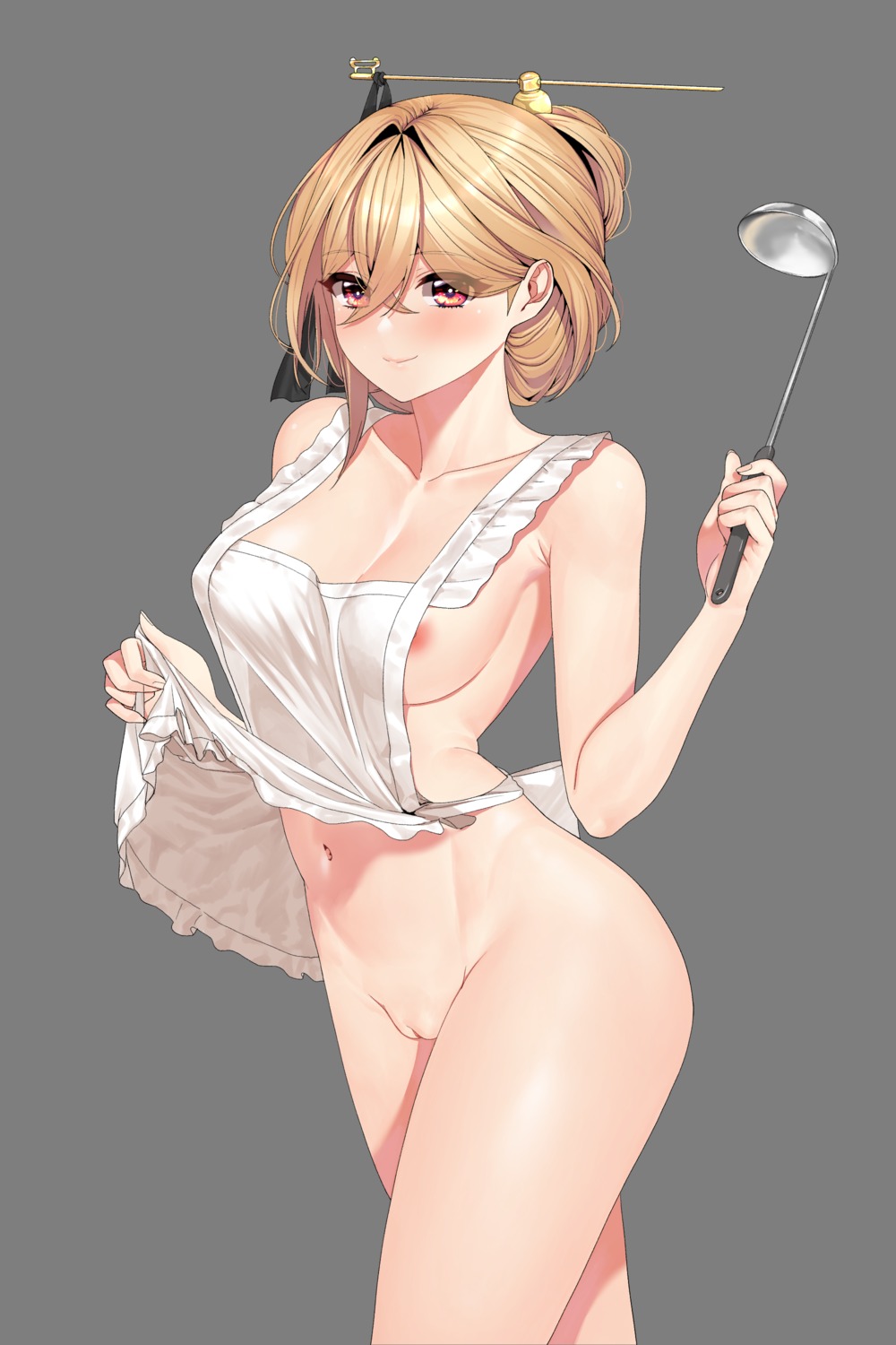 areola dungeon_fighter naked_apron pussy skirt_lift skulllee transparent_png uncensored