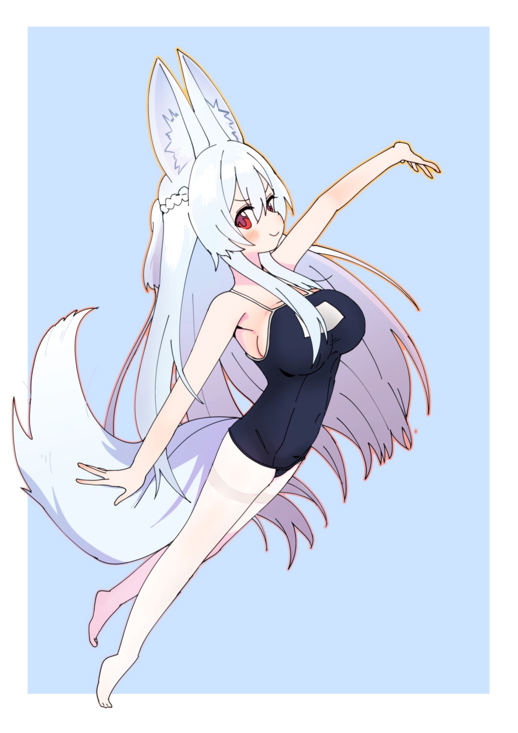 animal_ears kitsune luke_(dydansgur) pantyhose school_swimsuit swimsuits tail