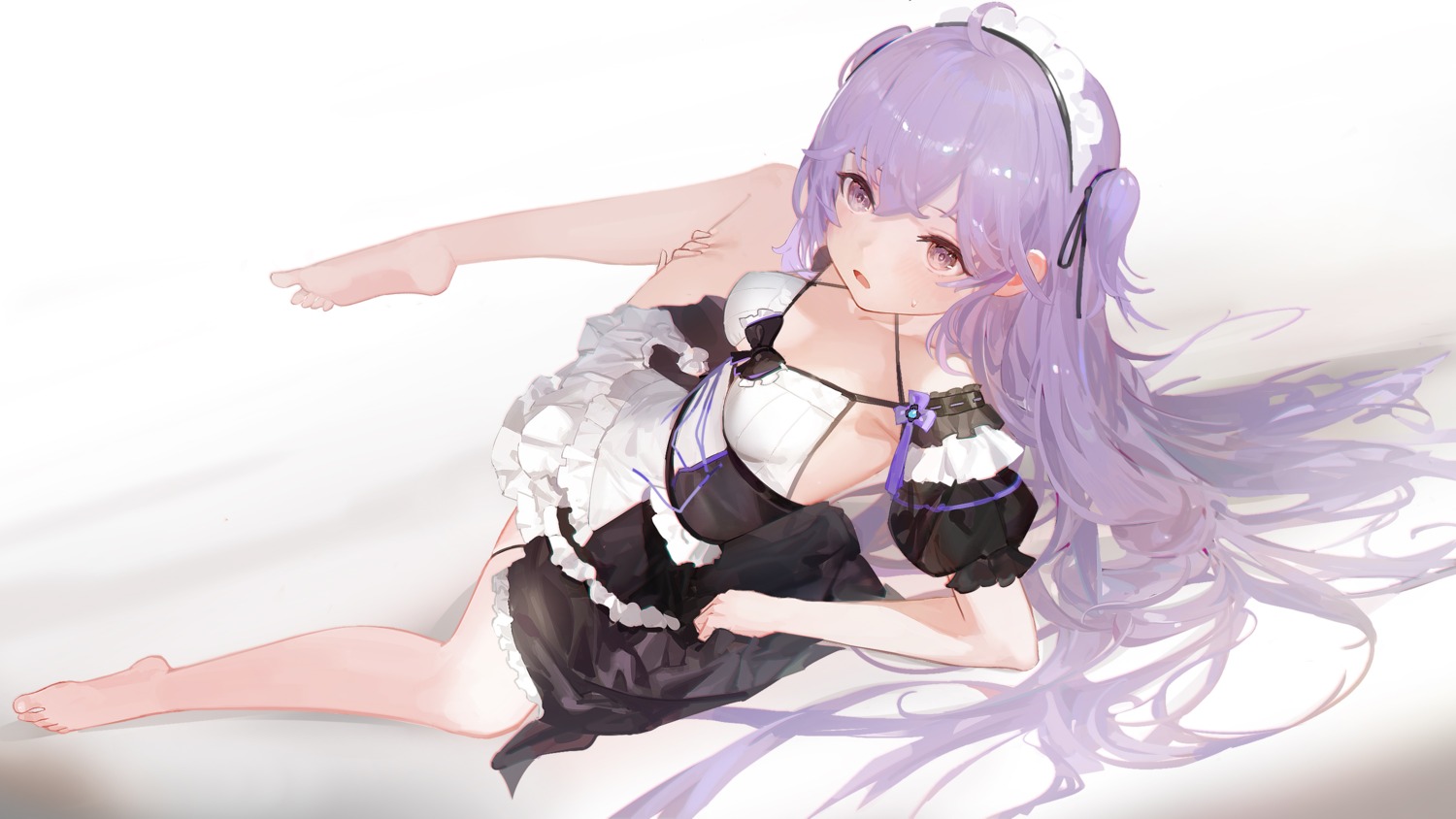 feet garter leiq maid no_bra see_through skirt_lift