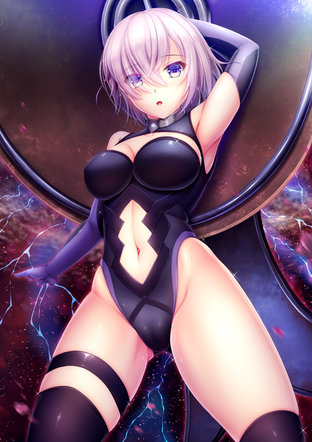 cameltoe cleavage fate/grand_order garter hiro_(725611) leotard mash_kyrielight thighhighs