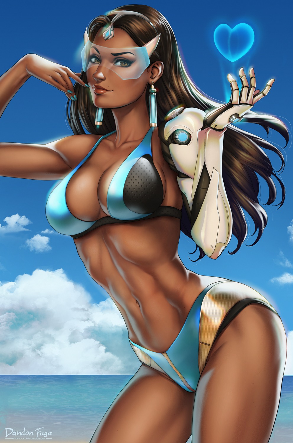 bikini cleavage dandon_fuga mecha_musume overwatch swimsuits symmetra_(overwatch)