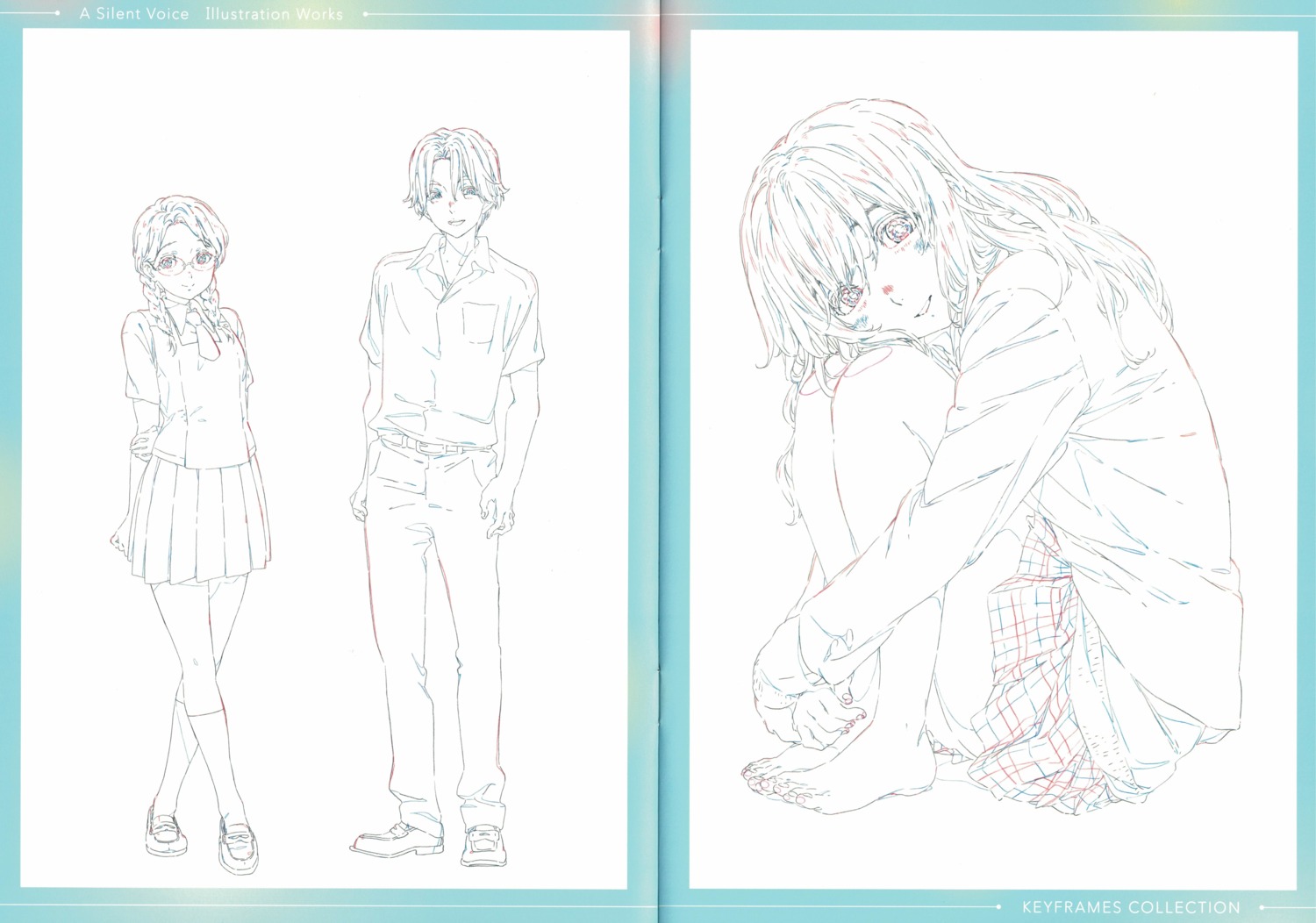 crease feet fixme koe_no_katachi line_art megane raw_scan seifuku