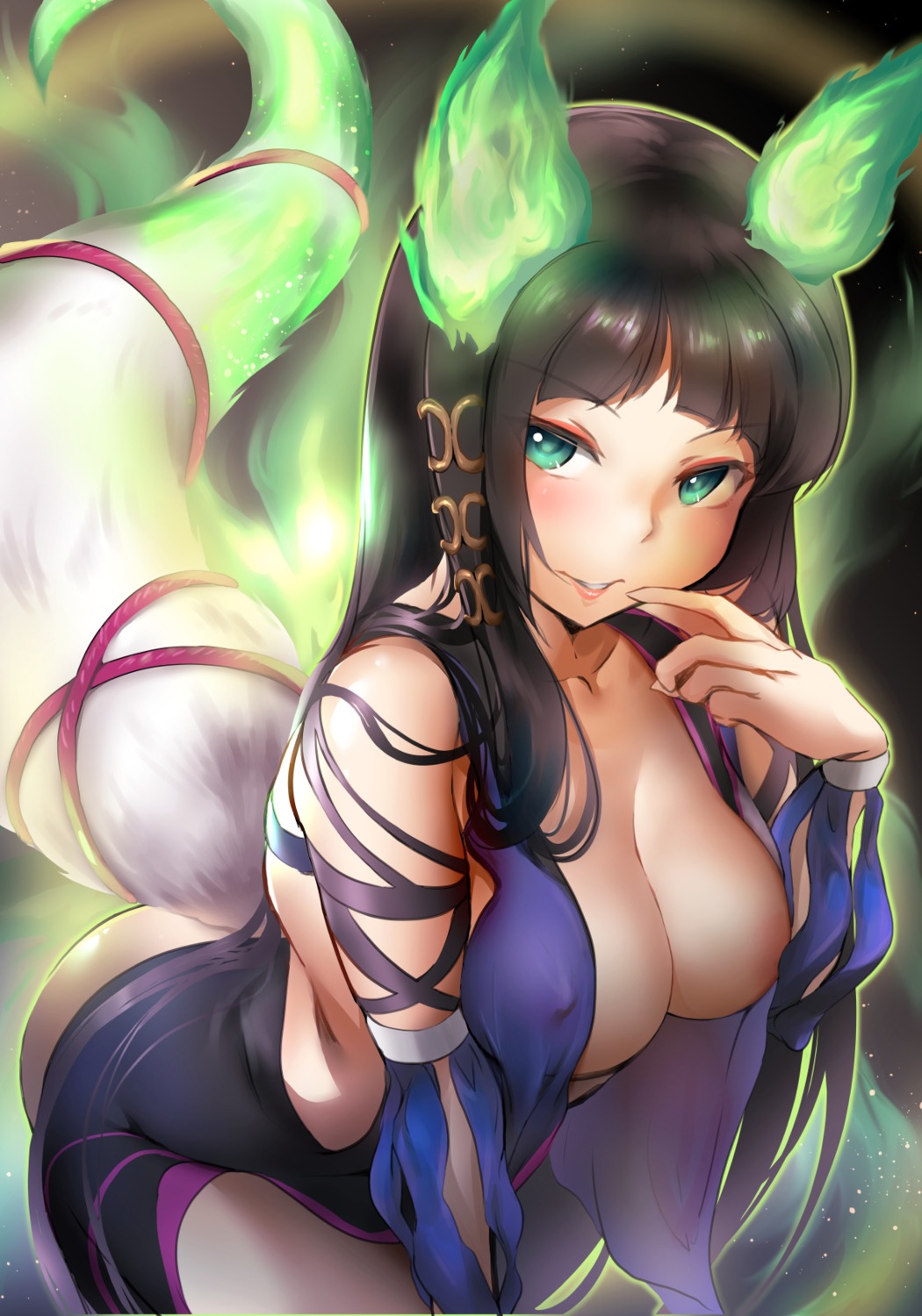 animal_ears another_eden areola dice_fuumi erect_nipples no_bra open_shirt tail