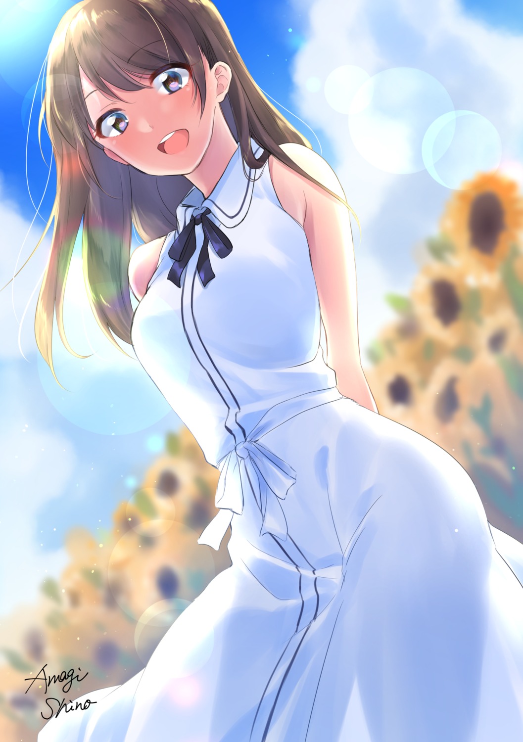 amagi_shino dress see_through summer_dress