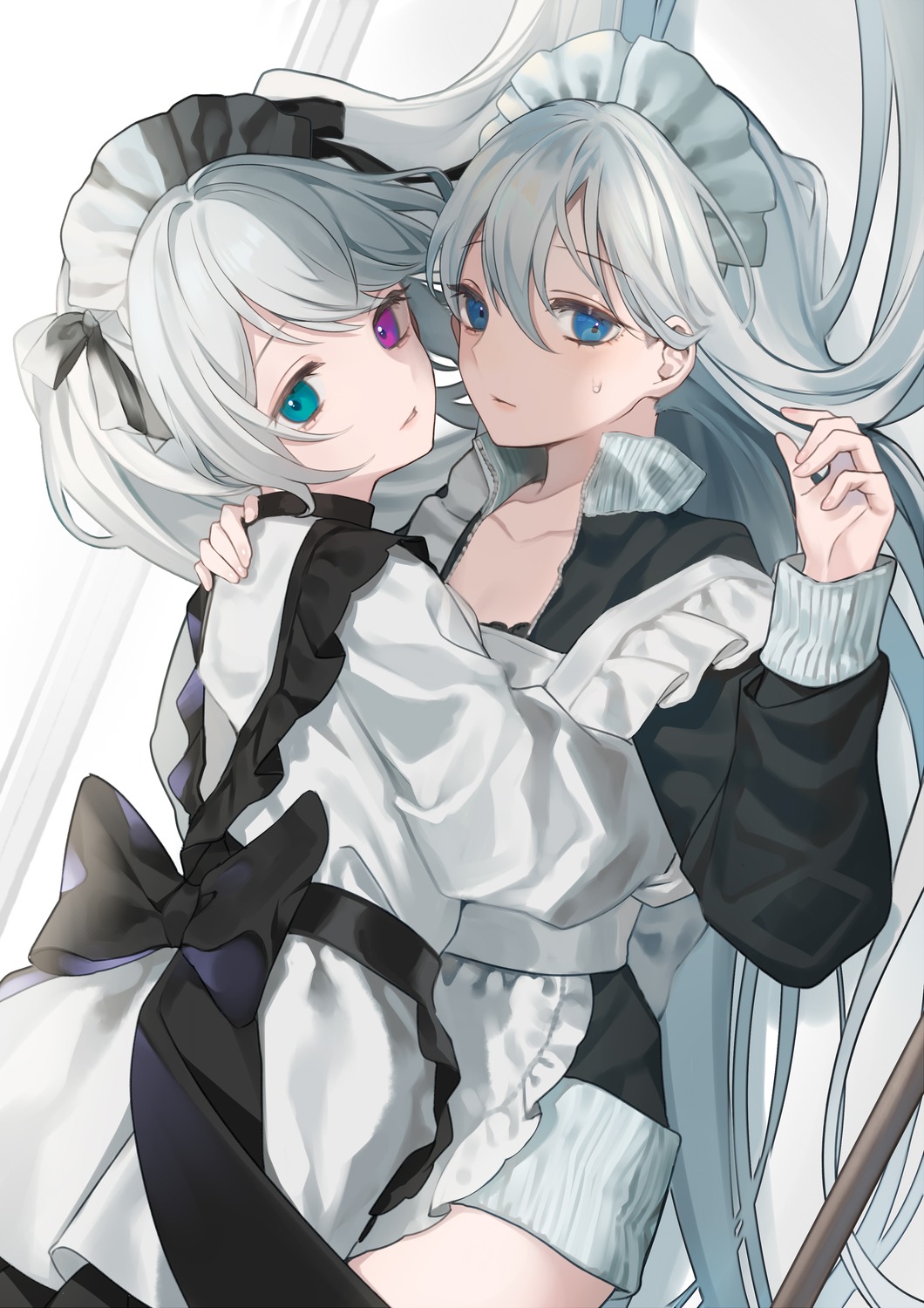 daimaou_ruaeru hatsune_miku heterochromia maid project_sekai vocaloid yoisaki_kanade yuri