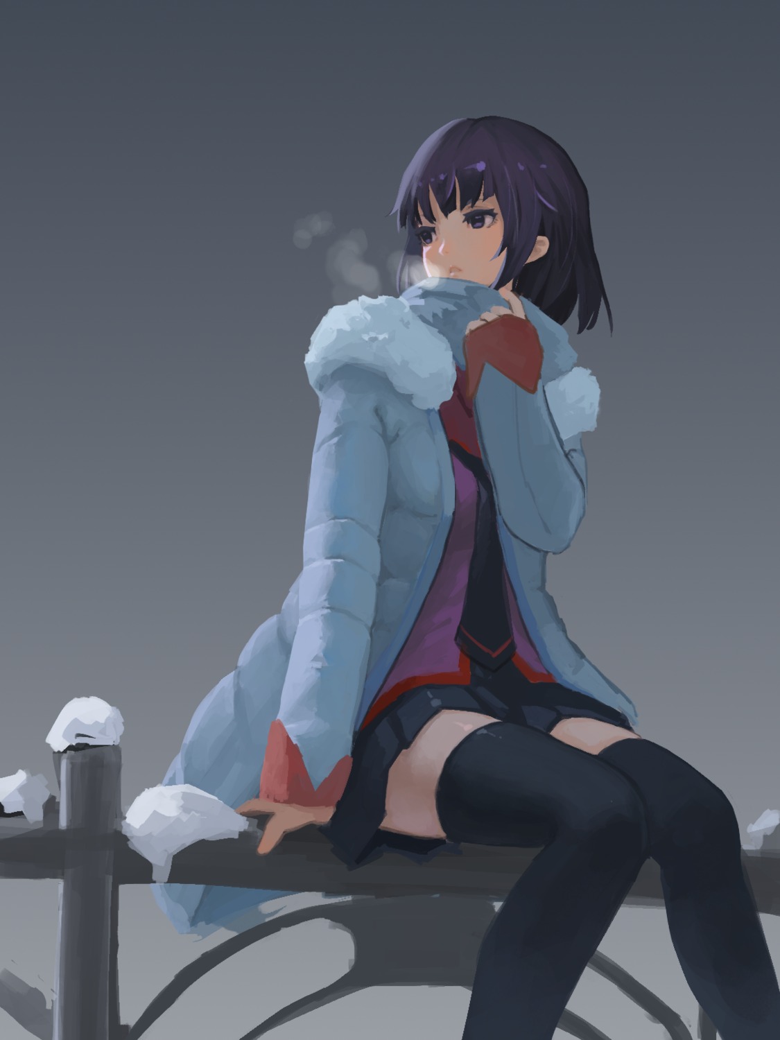 bakemonogatari hcho monogatari_(series) seifuku senjougahara_hitagi thighhighs