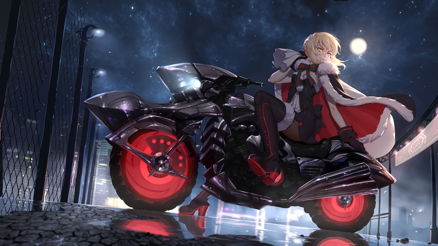 christmas cleavage dress fate/grand_order heels mosquito_coils pantyhose saber saber_alter thighhighs