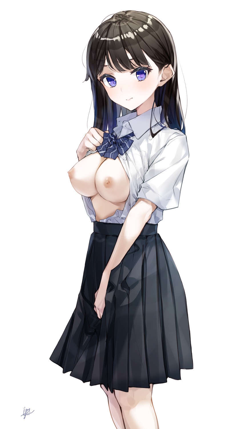 breasts nipples no_bra open_shirt seifuku takenoko_no_you