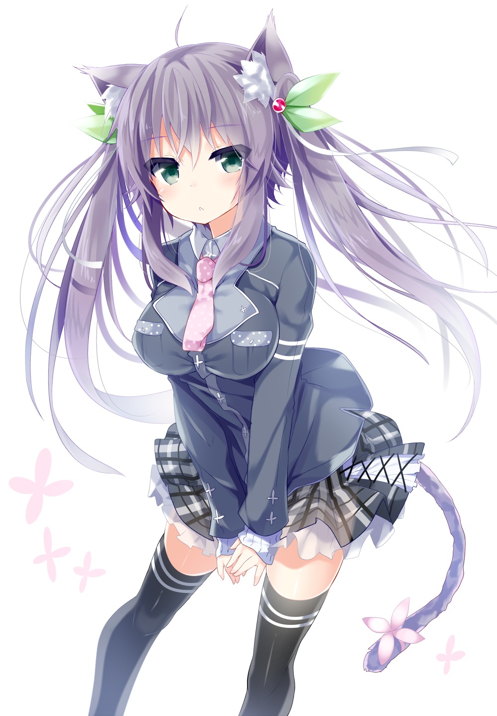 animal_ears kakao nekomimi seifuku tail thighhighs