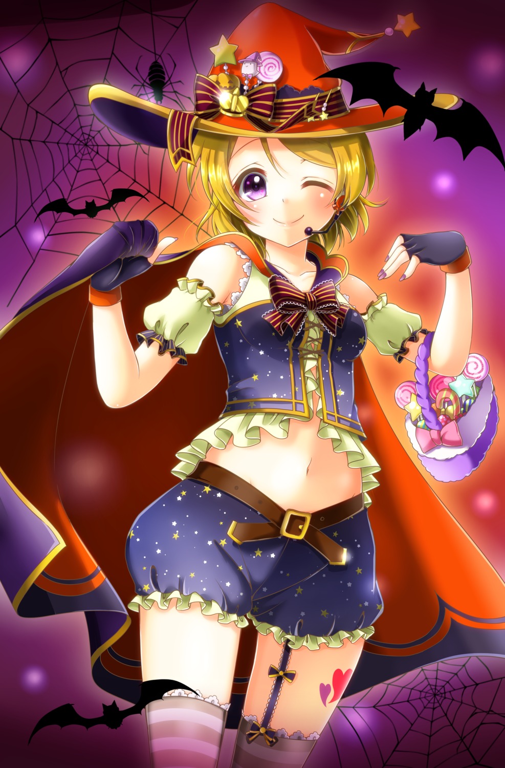 aoi_(kiyokiyoaomushi) bloomers halloween koizumi_hanayo love_live! stockings thighhighs witch