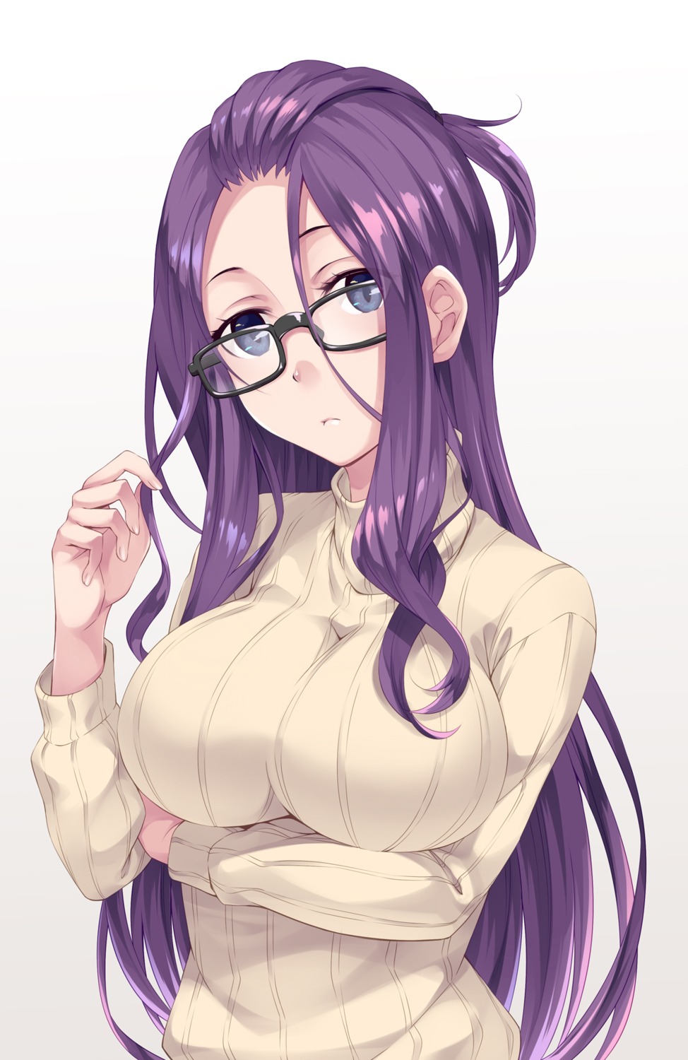 breast_hold kagamihara_sakura kurakino_itsunori megane sweater yurucamp