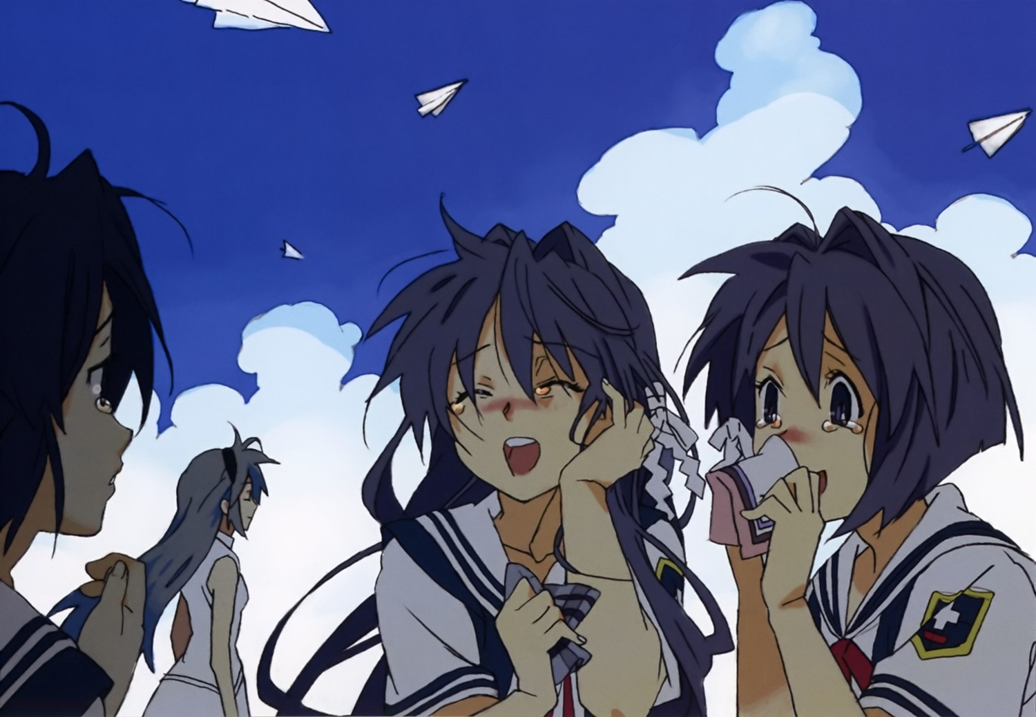 clannad fujibayashi_kyou fujibayashi_ryou sakagami_tomoyo seifuku