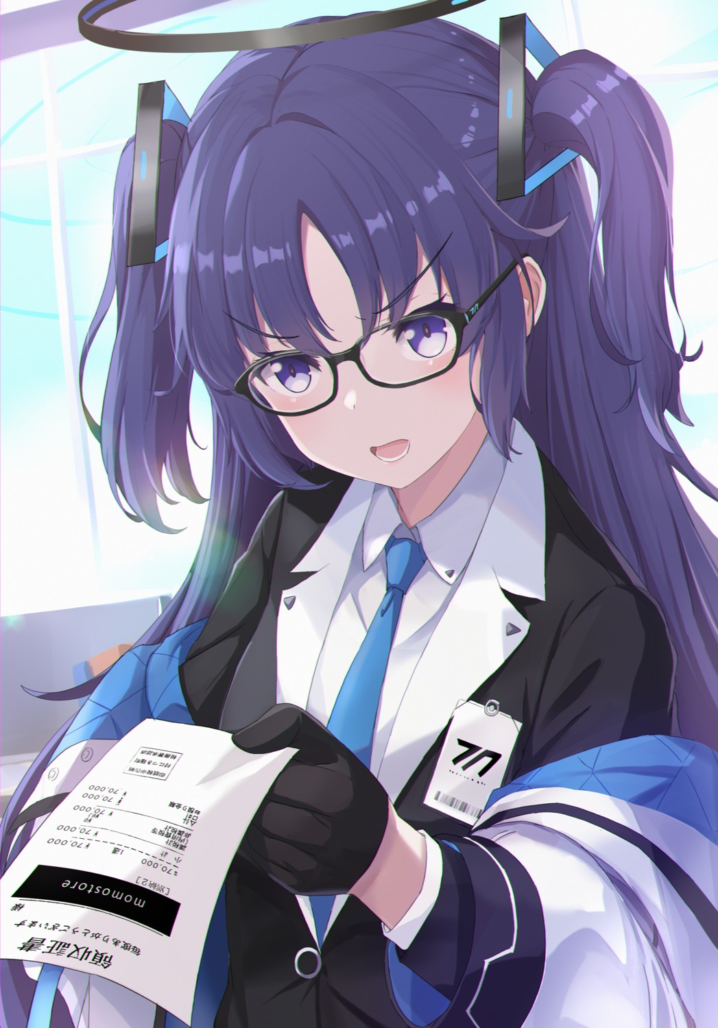 aka_(440626) blue_archive halo hayase_yuuka megane seifuku