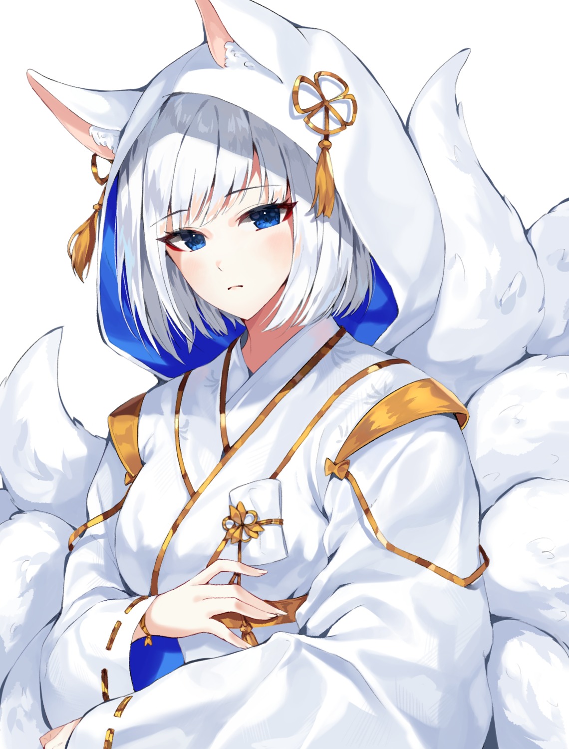 animal_ears azur_lane japanese_clothes kaga_(azur_lane) kitsune sayan tail