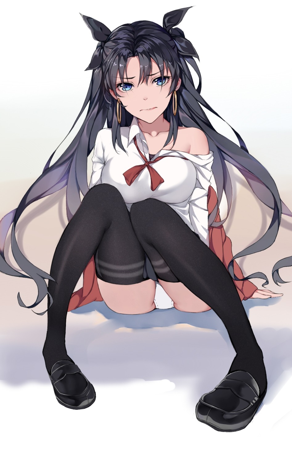 fate/stay_night lanzero pantsu seifuku skirt_lift thighhighs toosaka_rin