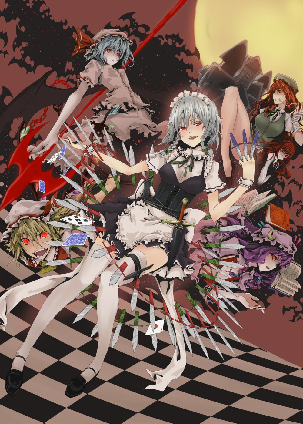 flandre_scarlet hong_meiling izayoi_sakuya koakuma koge-owl patchouli_knowledge remilia_scarlet touhou