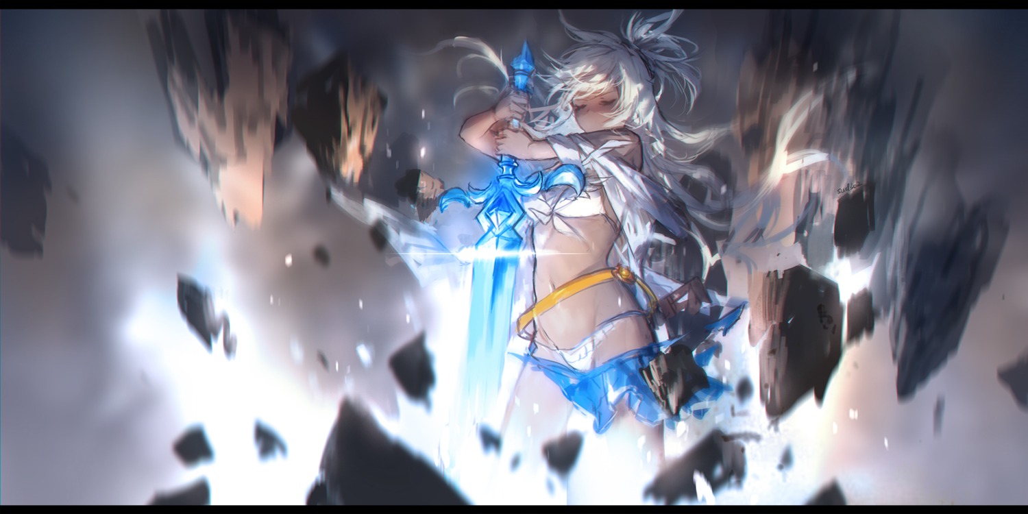 bikini granblue_fantasy swd3e2 swimsuits sword torn_clothes zooey_(granblue_fantasy)