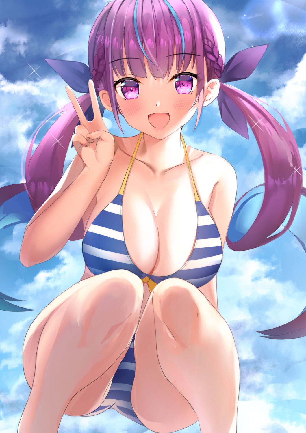 bikini hololive minato_aqua rei_(ilust9999) swimsuits