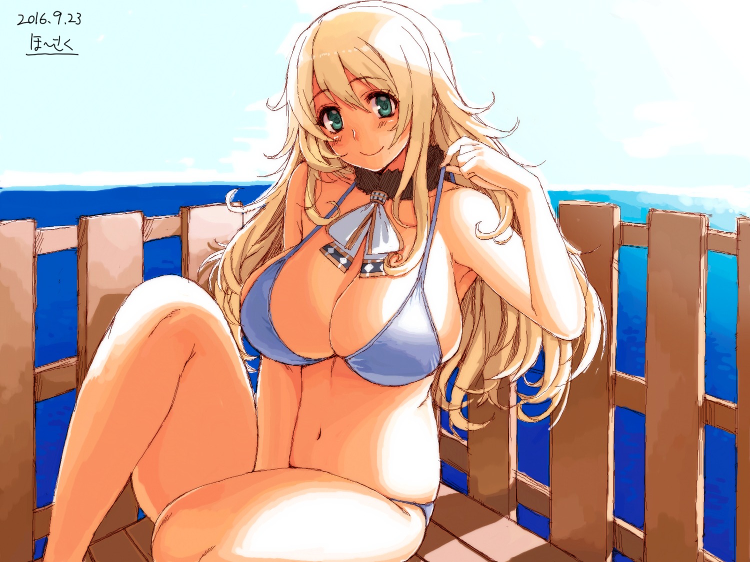 atago_(kancolle) bikini cleavage hoosaku kantai_collection swimsuits