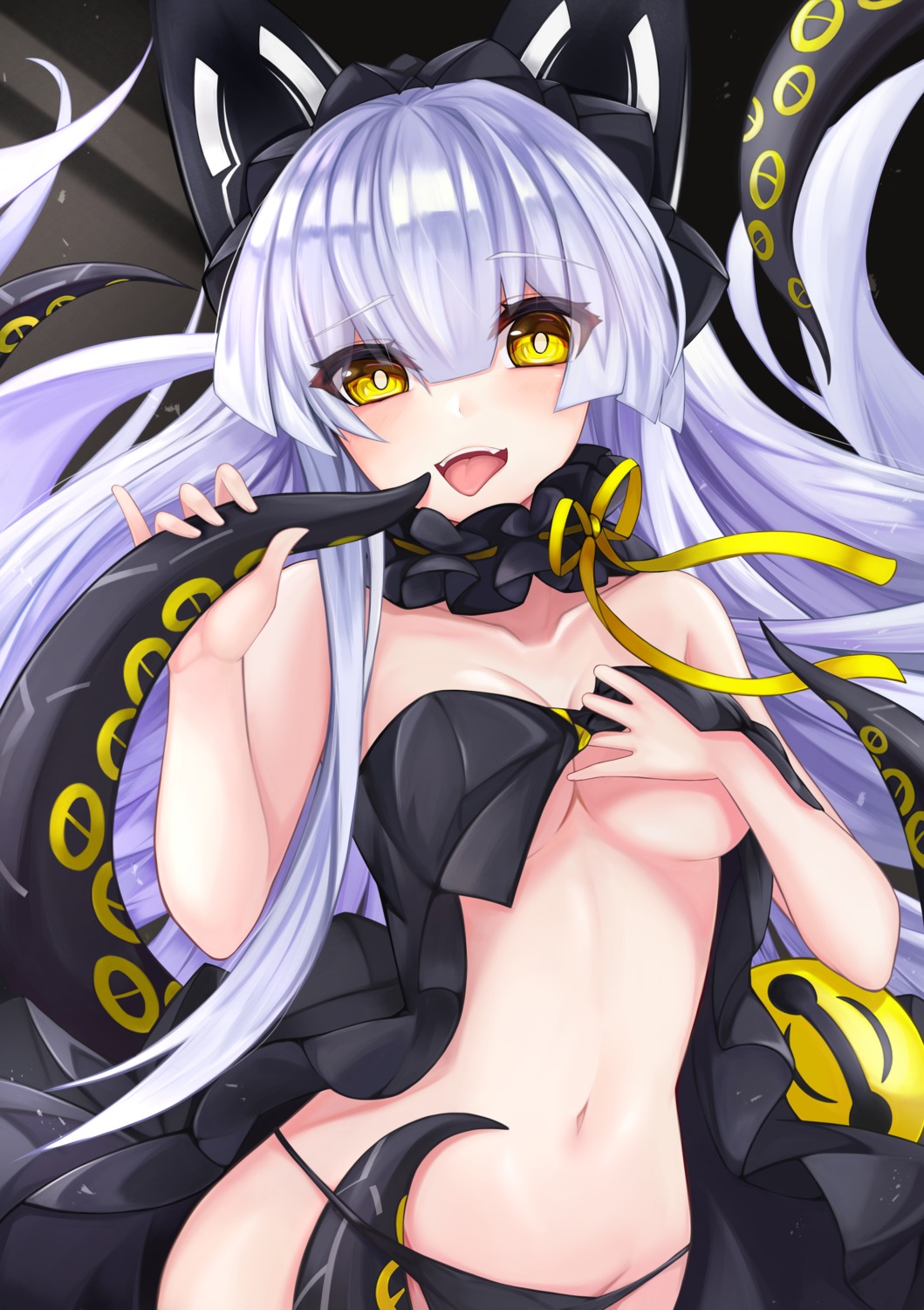 azur_lane breast_hold no_bra observer_(azur_lane) open_shirt pantsu ryara_vivi tentacles