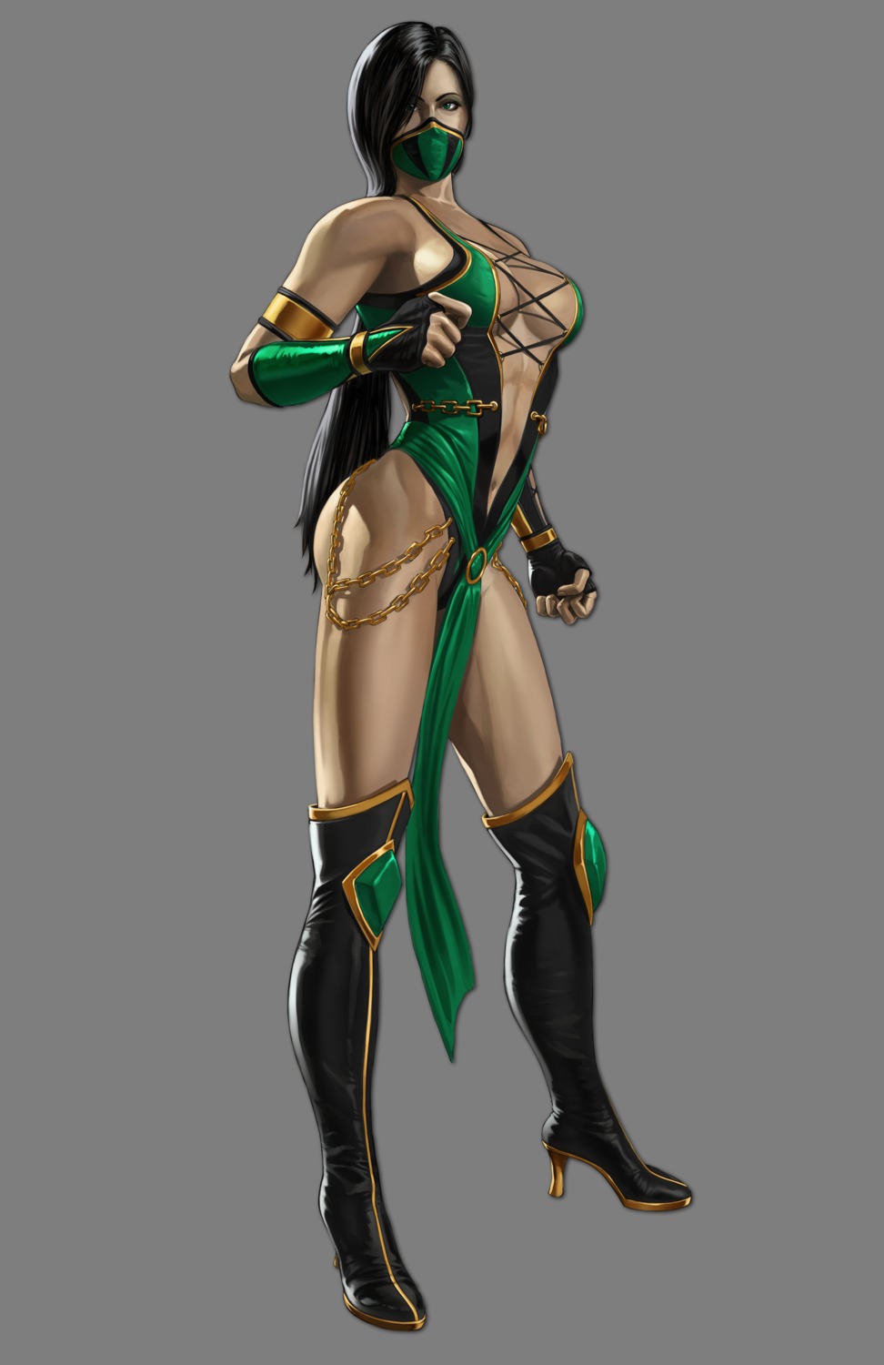 cleavage heels jade leotard mortal_kombat ninja no_bra tagme thighhighs