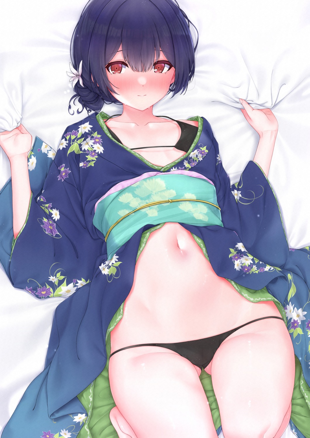 kimono morino_rinze pantsu the_idolm@ster the_idolm@ster_shiny_colors tutinako