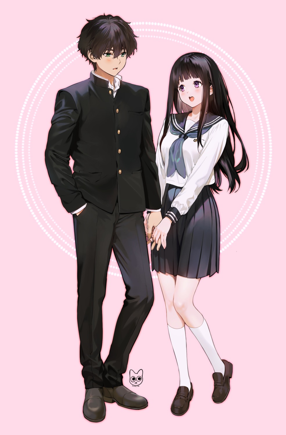 chitanda_eru hyouka mery_(yangmalgage) oreki_houtarou seifuku