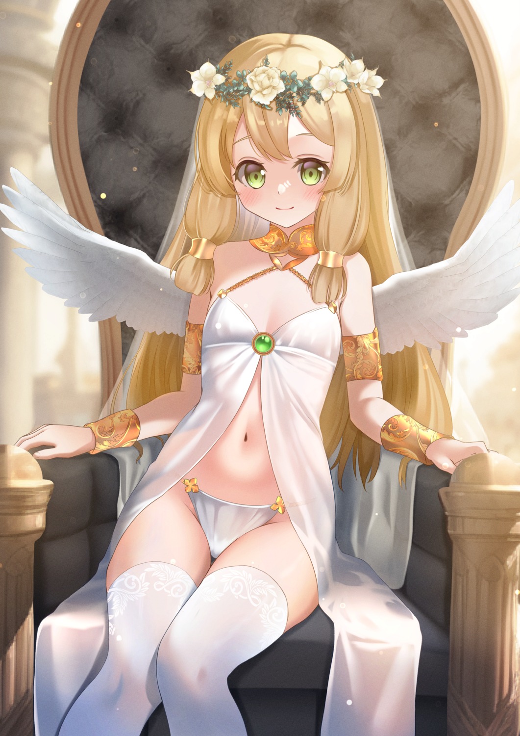 angel inubouzaki_itsuki lingerie loli mn pantsu see_through thighhighs wings yuuki_yuuna_wa_yuusha_de_aru