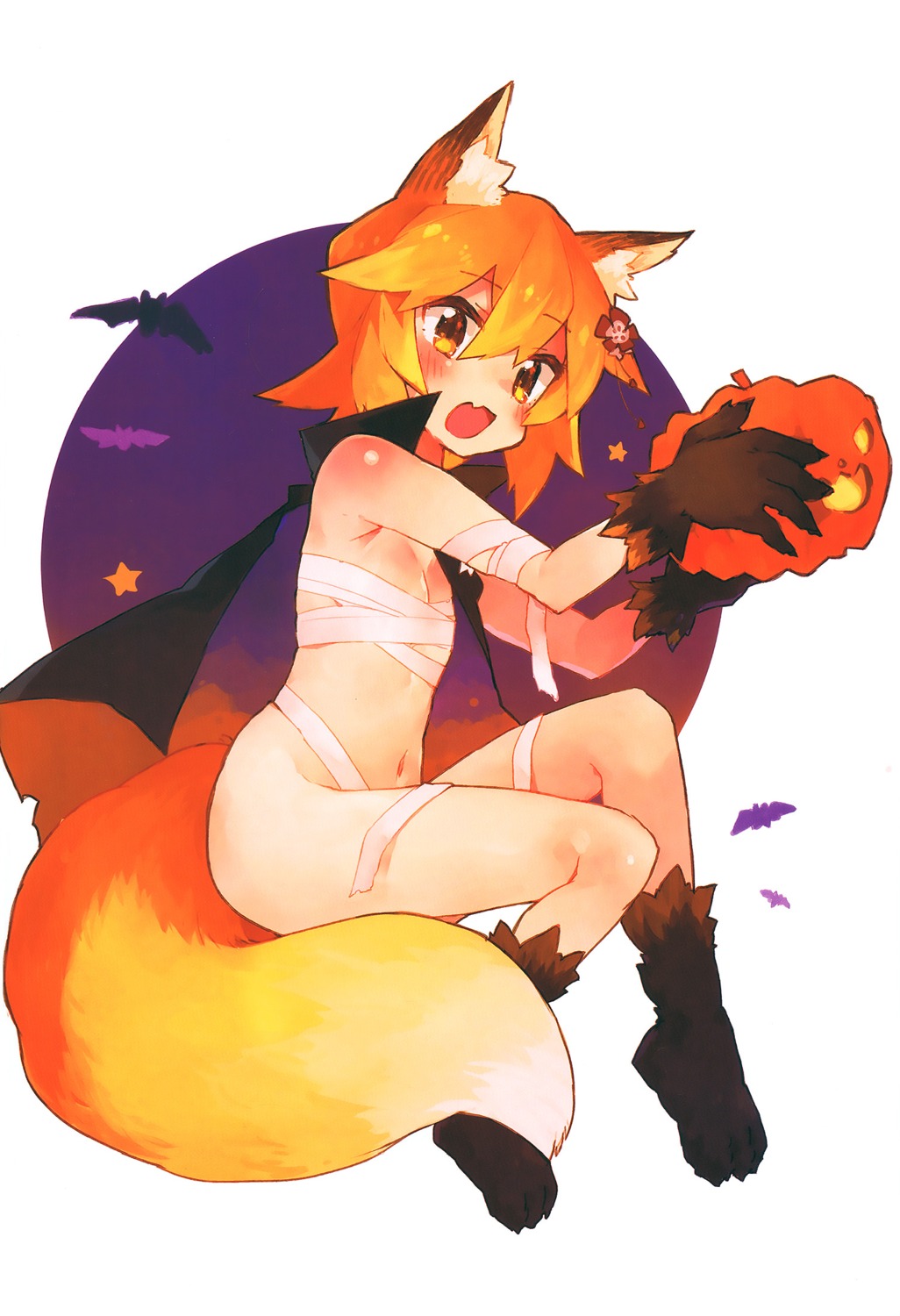 animal_ears bandages halloween kitsune naked_ribbon rimukoro senko-san sewayaki_kitsune_no_senko-san tail