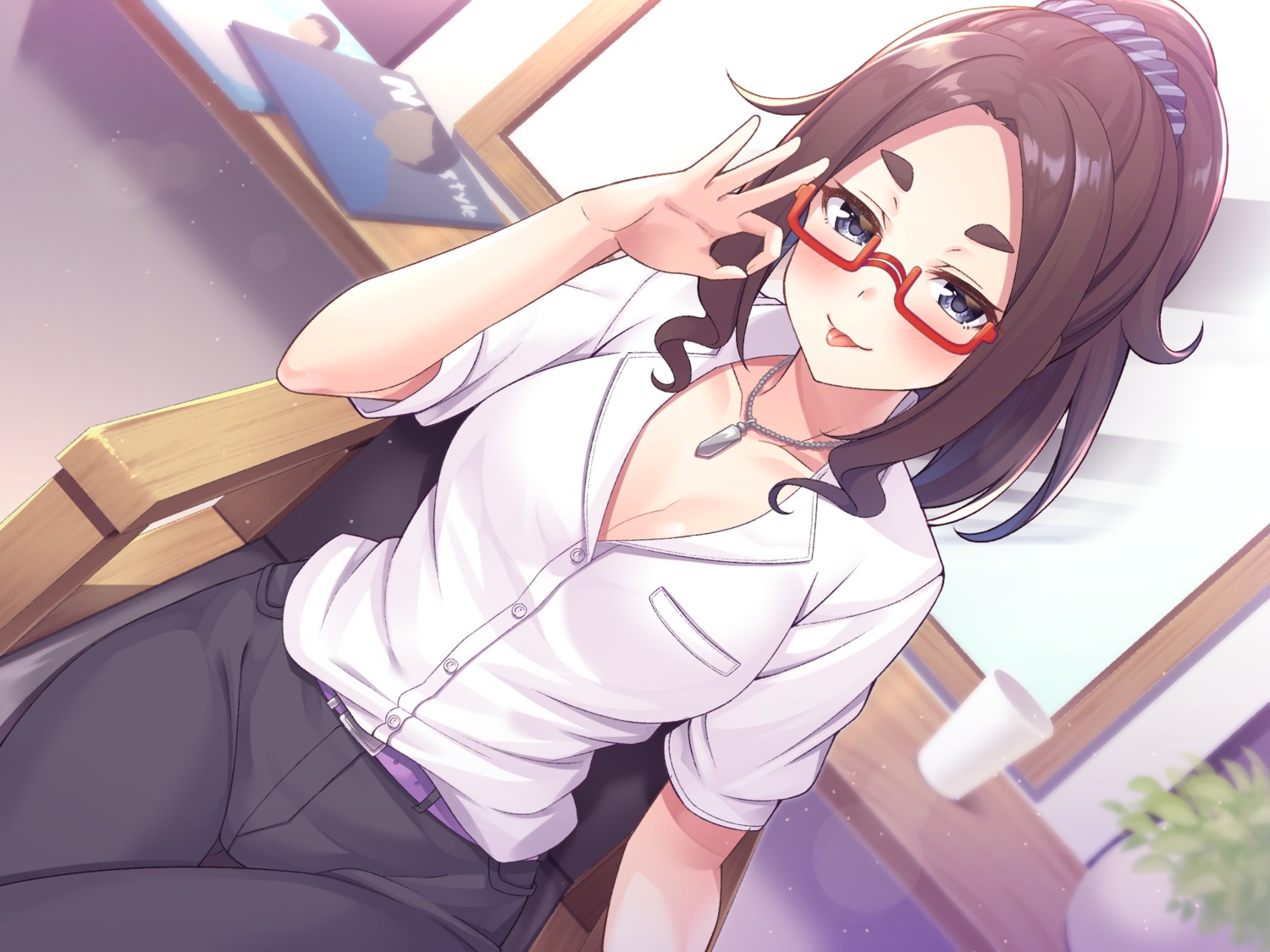 cleavage dress_shirt megane super_nagoyaka whisp