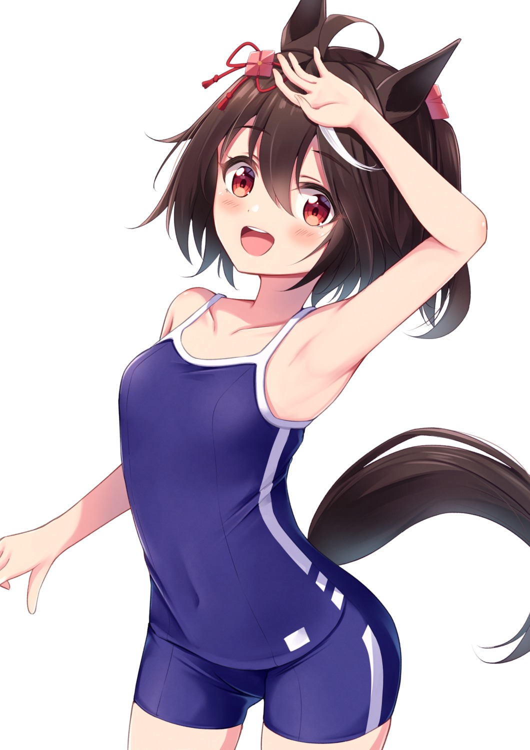 animal_ears kitasan_black_(umamusume) miso_(misomiso_154) school_swimsuit swimsuits tail uma_musume_pretty_derby