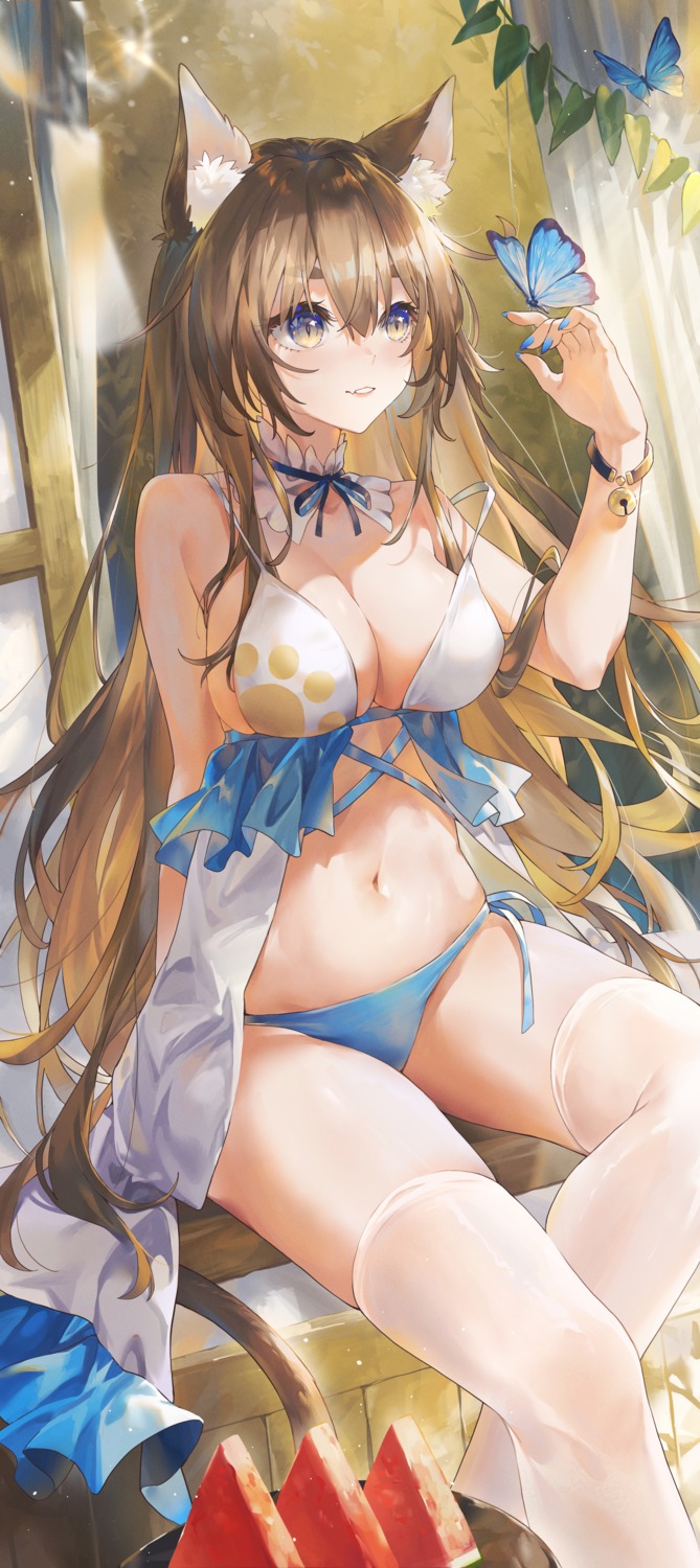 animal_ears bikini nekomimi swimsuits swkl:d tail thighhighs