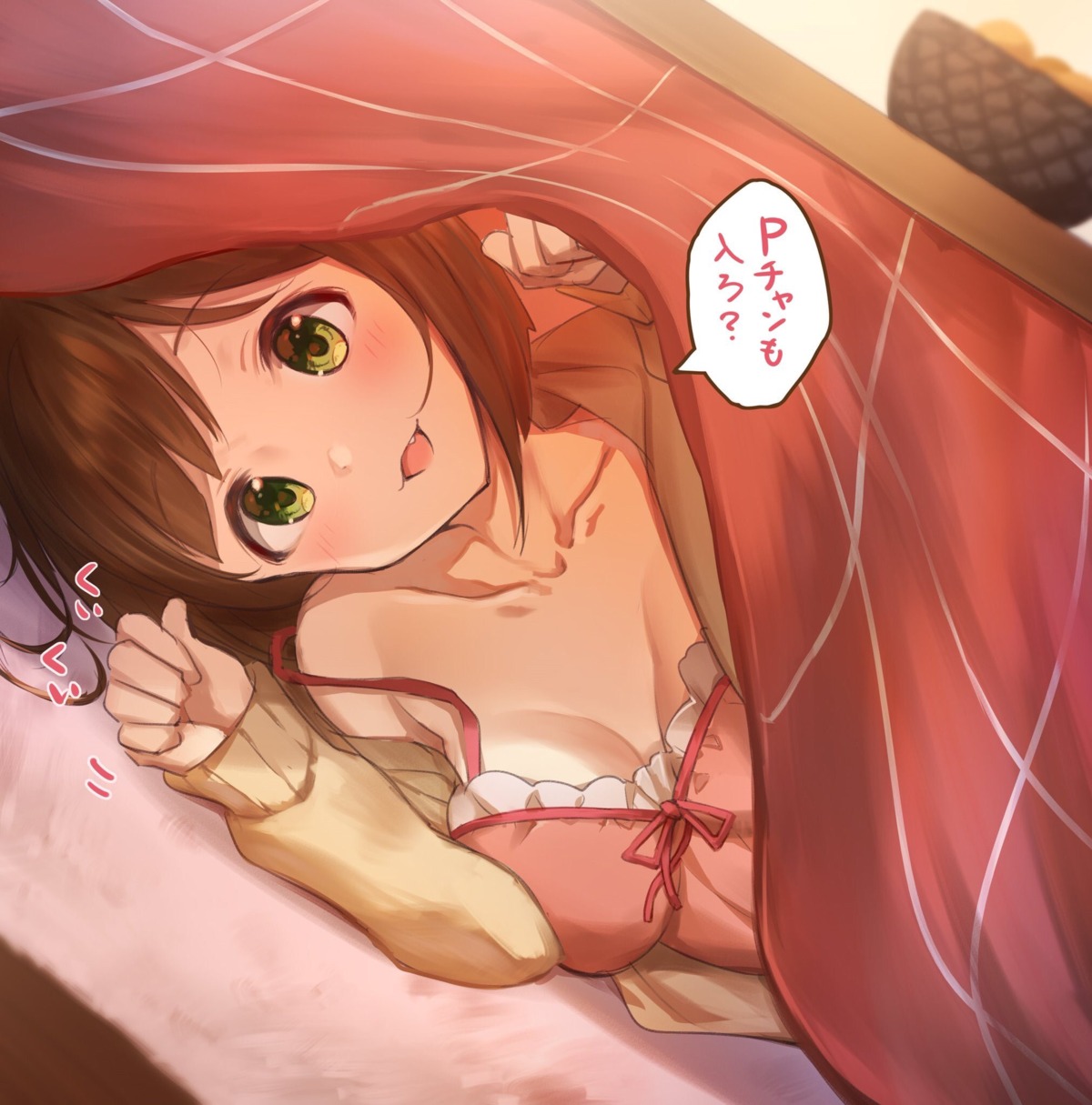 cleavage lingerie maekawa_miku open_shirt sweater takeya_y0615 the_idolm@ster the_idolm@ster_cinderella_girls