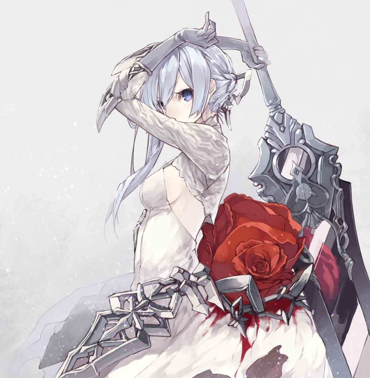 blood dress senmu_(senmudayo) sinoalice snow_white_(sinoalice) sword