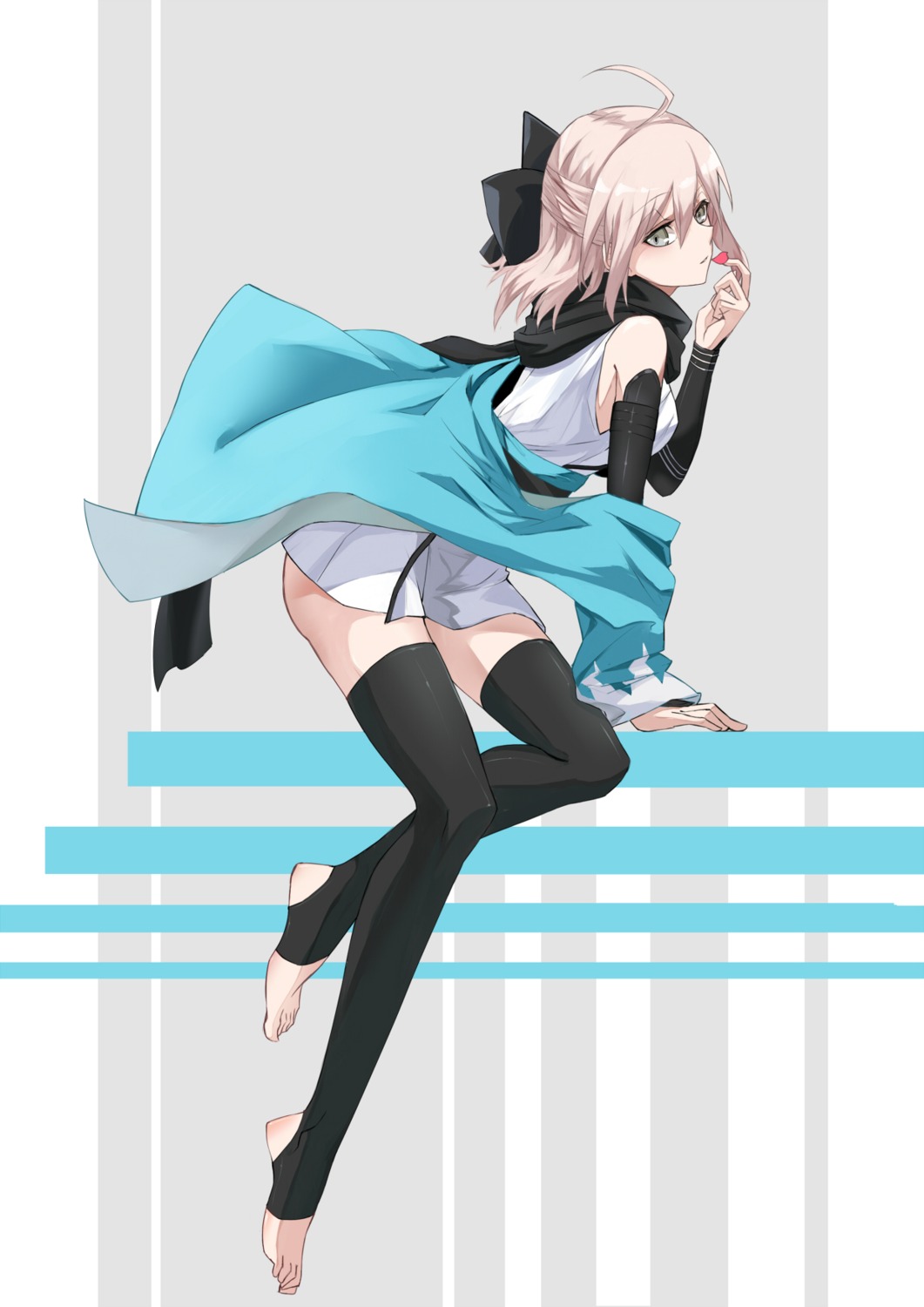 fate/stay_night japanese_clothes leris_muma okita_souji_(fate) thighhighs