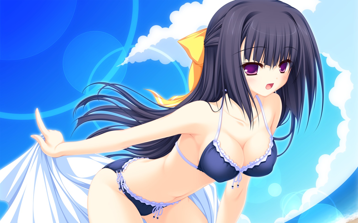 bikini cleavage erect_nipples lunaris_filia mikagami_mamizu minase_yukari swimsuits wallpaper whirlpool