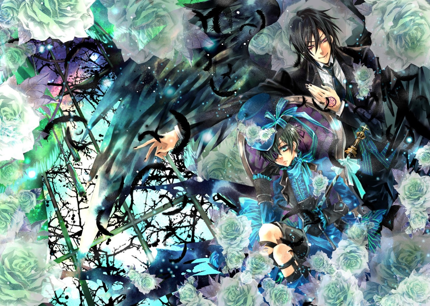 ciel_phantomhive eyepatch kuroshitsuji lee_sun-young male sebastian_michaelis