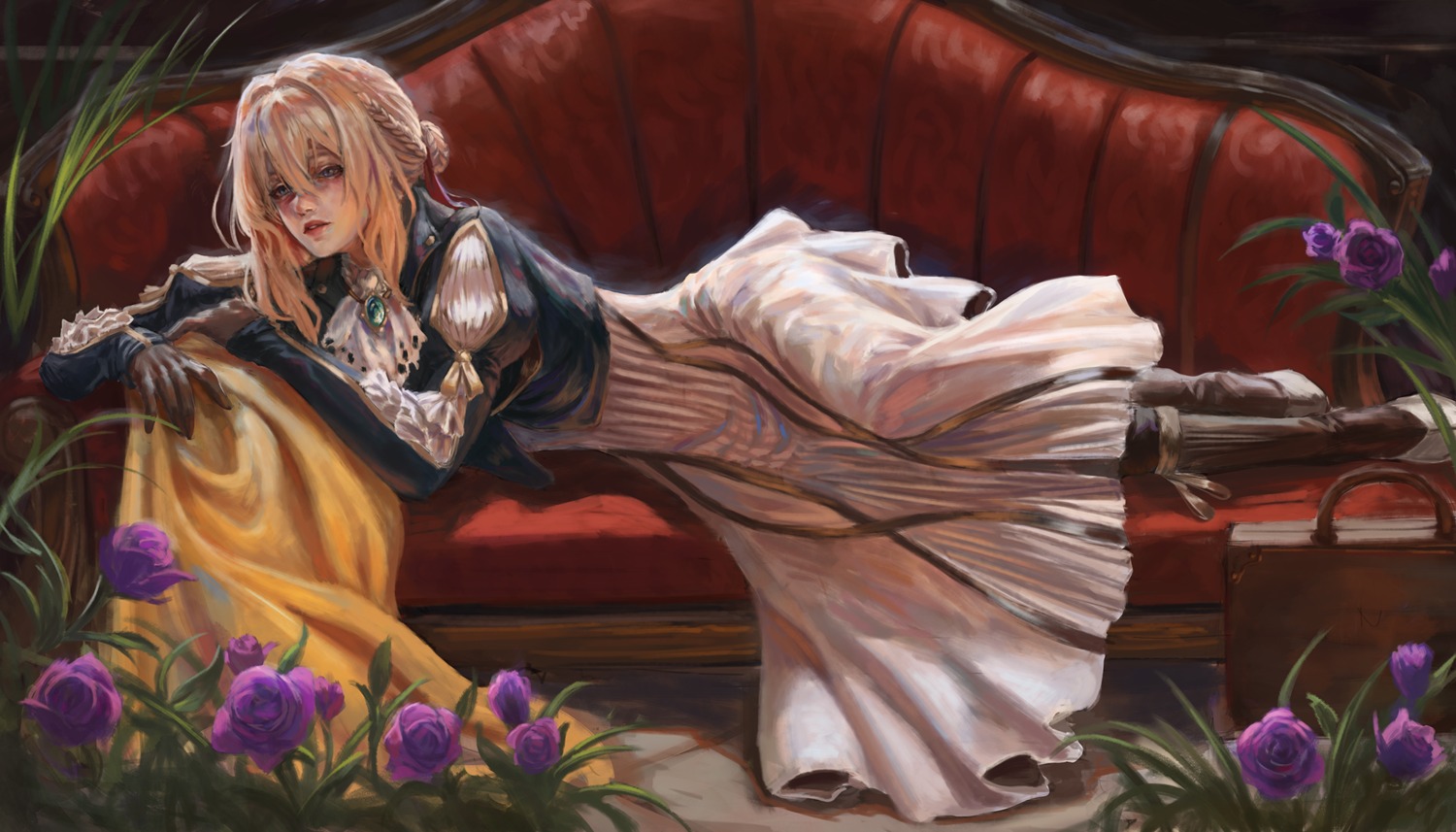 dress gold_can violet_evergarden violet_evergarden_(character)