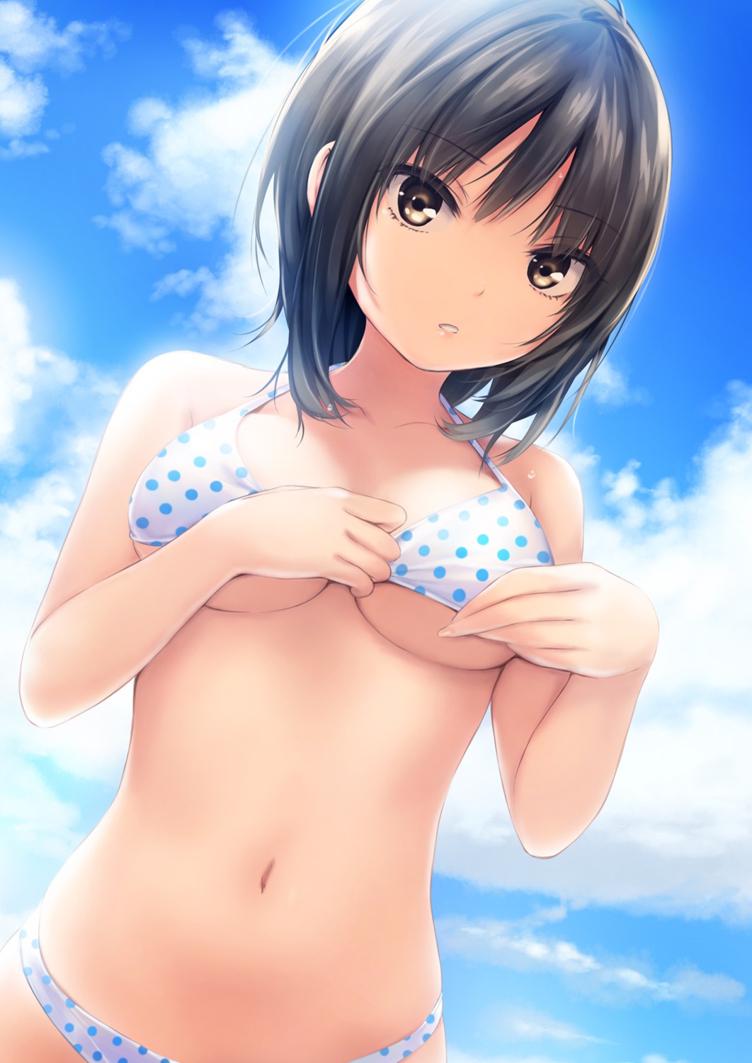 aoyama_sumika bikini breast_hold coffee-kizoku swimsuits underboob