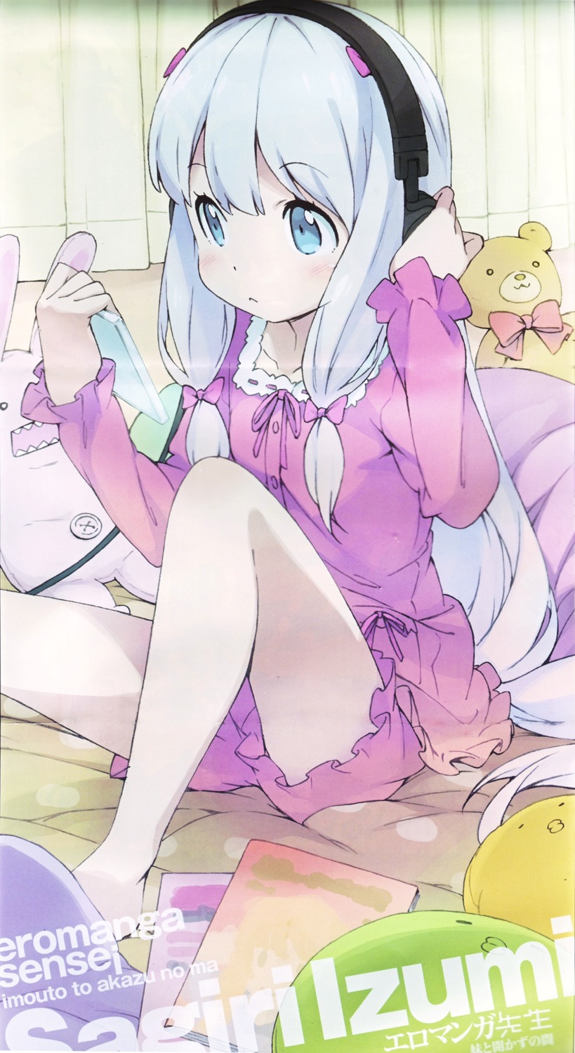 crease eromanga-sensei fixme headphones izumi_sagiri kanzaki_hiro pajama screening