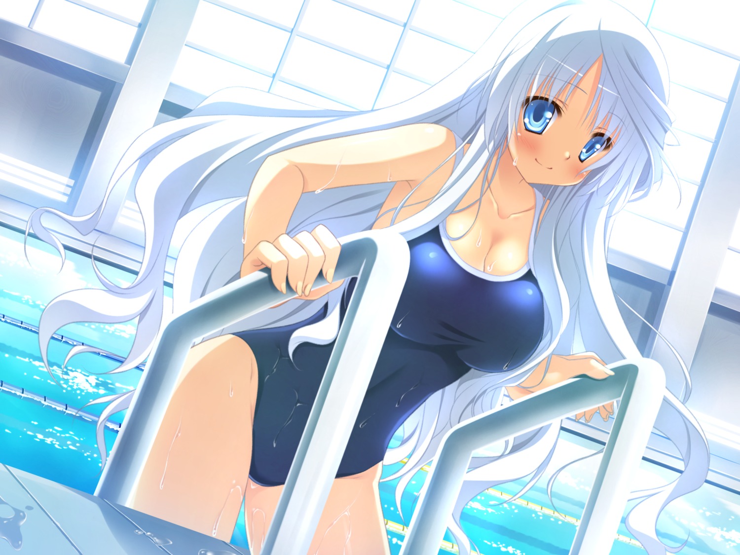 alcot cleavage game_cg nimura_yuuji oni_gokko saionji_otome swimsuits wet