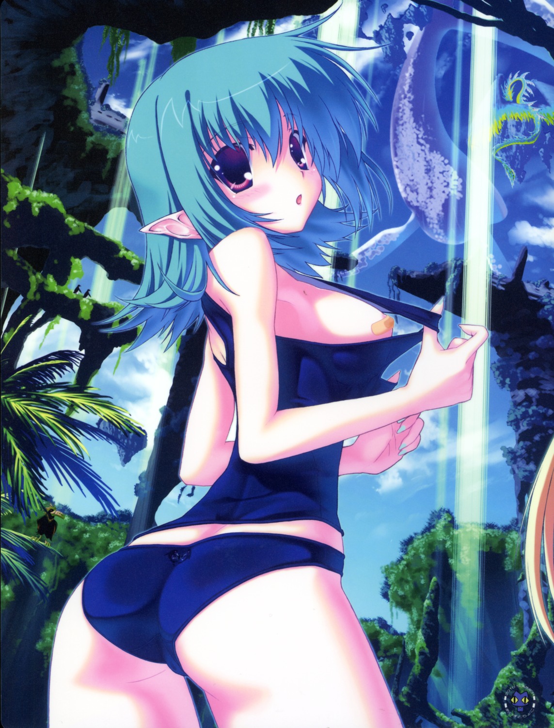 ass bandaid elf kokonobi pasties pointy_ears swimsuits