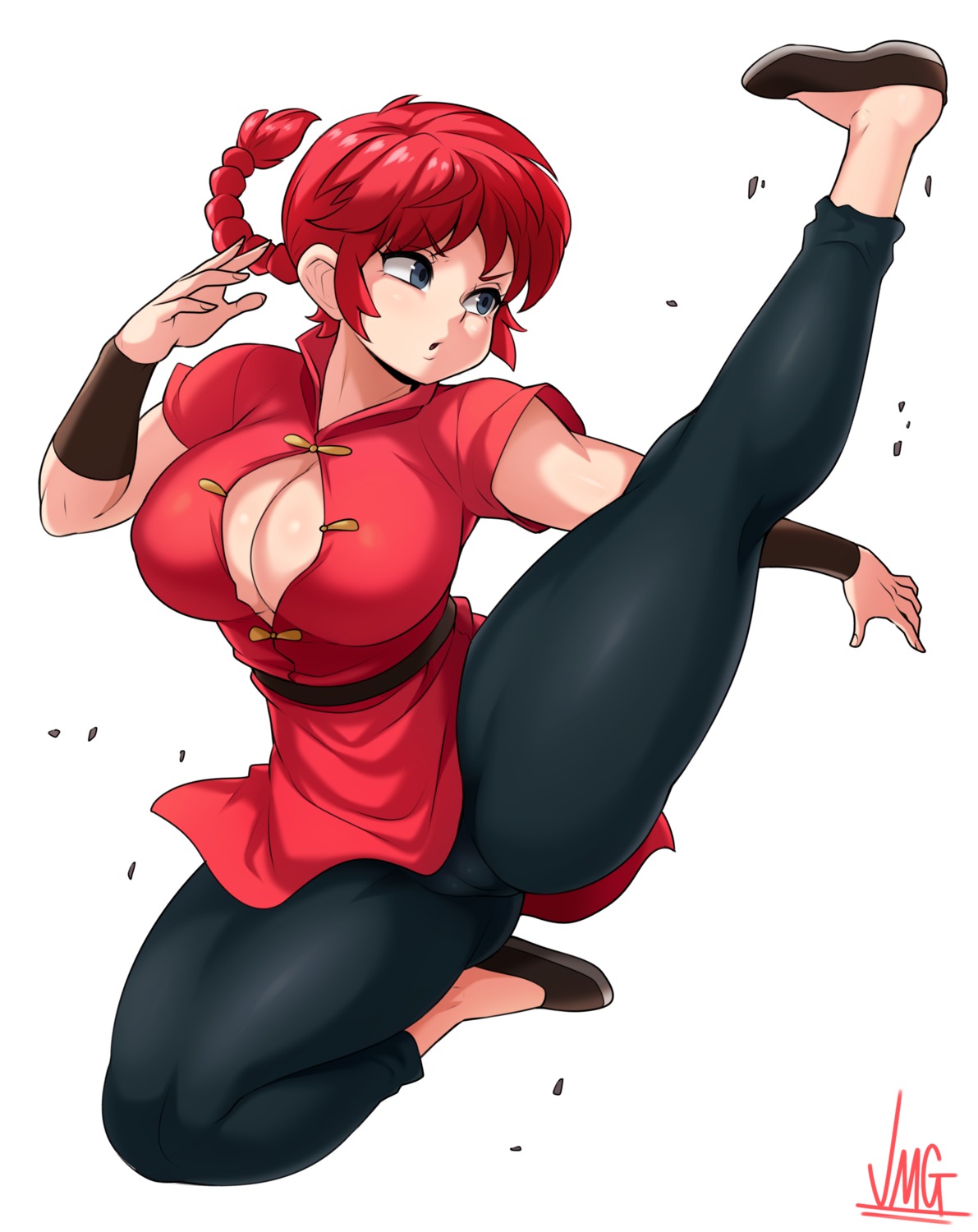 asian_clothes cameltoe genderswap jmg no_bra open_shirt ranma_½ saotome_ranma skirt_lift