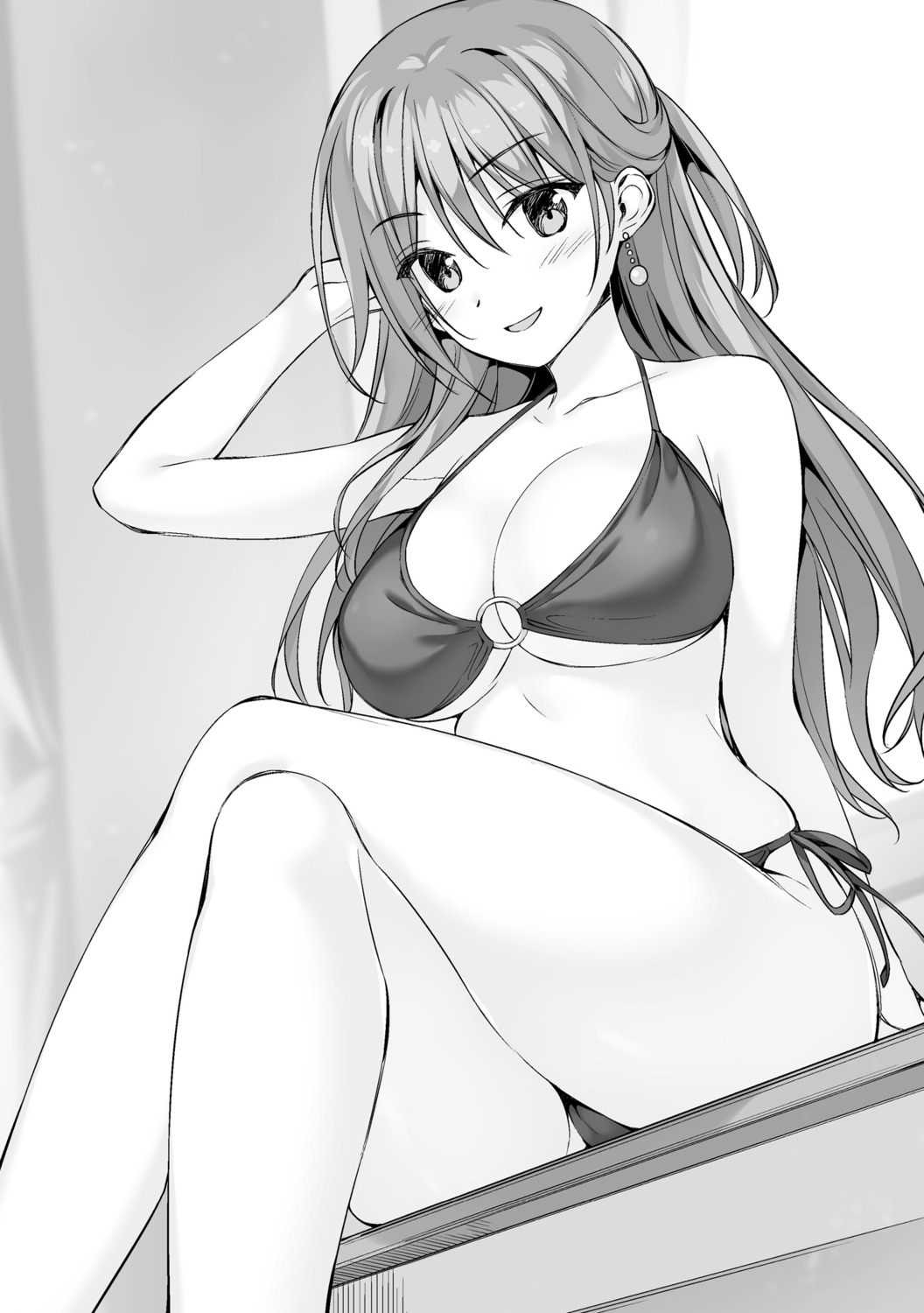 bikini boku_no_kanojo_sensei cameltoe fujiki_maka monochrome oryou swimsuits underboob