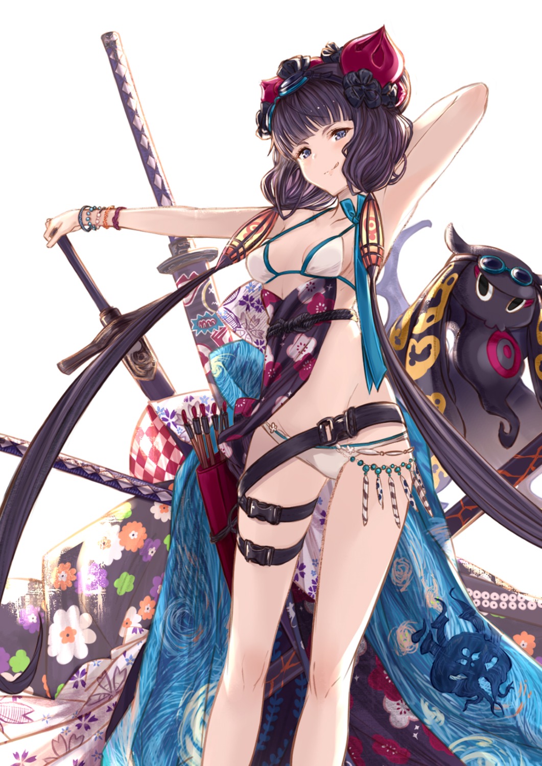 bikini fate/grand_order garter katsushika_hokusai_(fate) swimsuits sword yatsuka_(846)