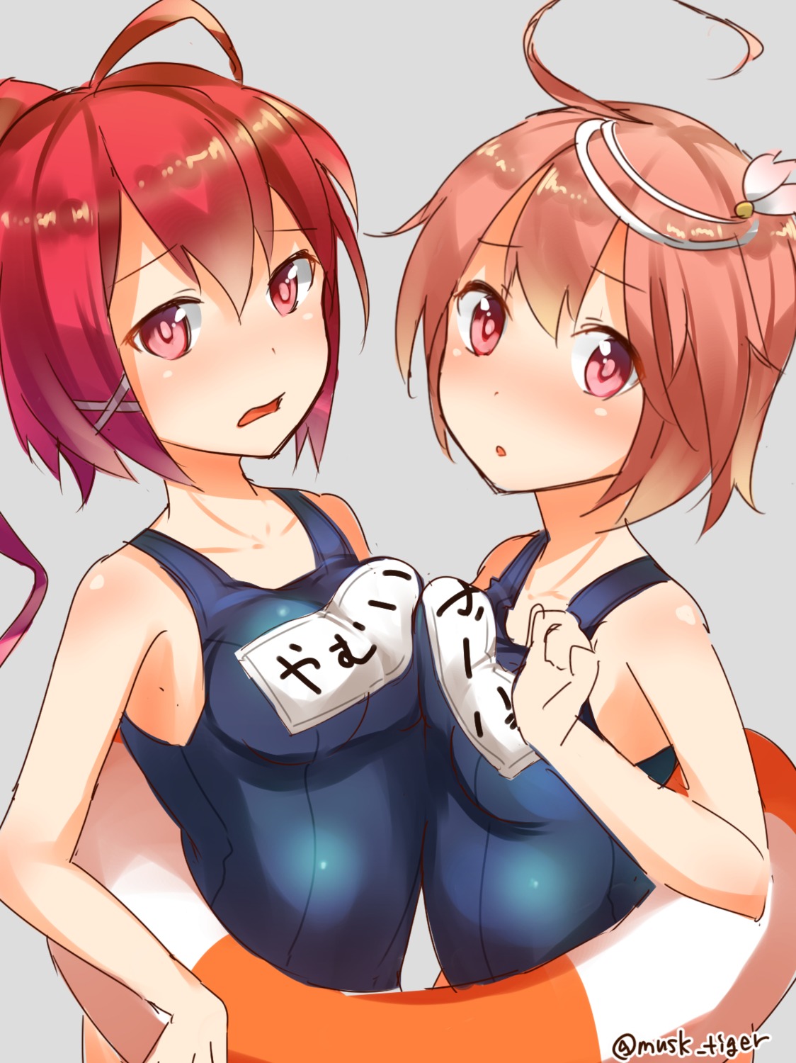 i-168_(kancolle) i-58_(kancolle) kantai_collection musk_tiger school_swimsuit swimsuits symmetrical_docking