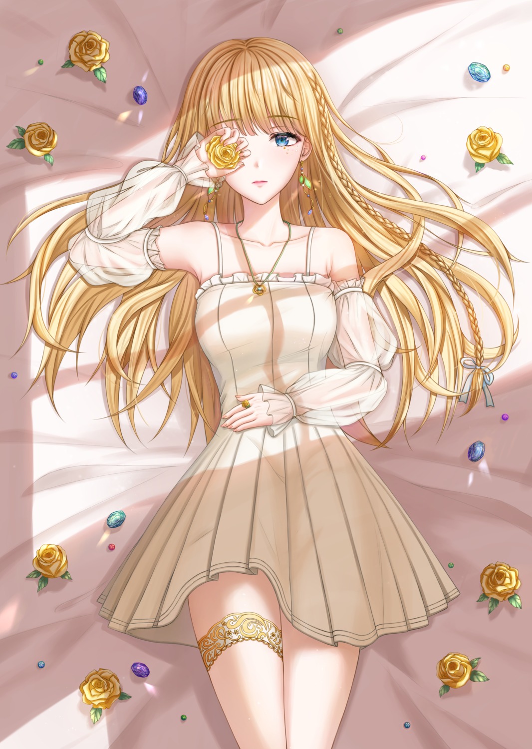 bobmond_(artist) dress garter see_through skirt_lift