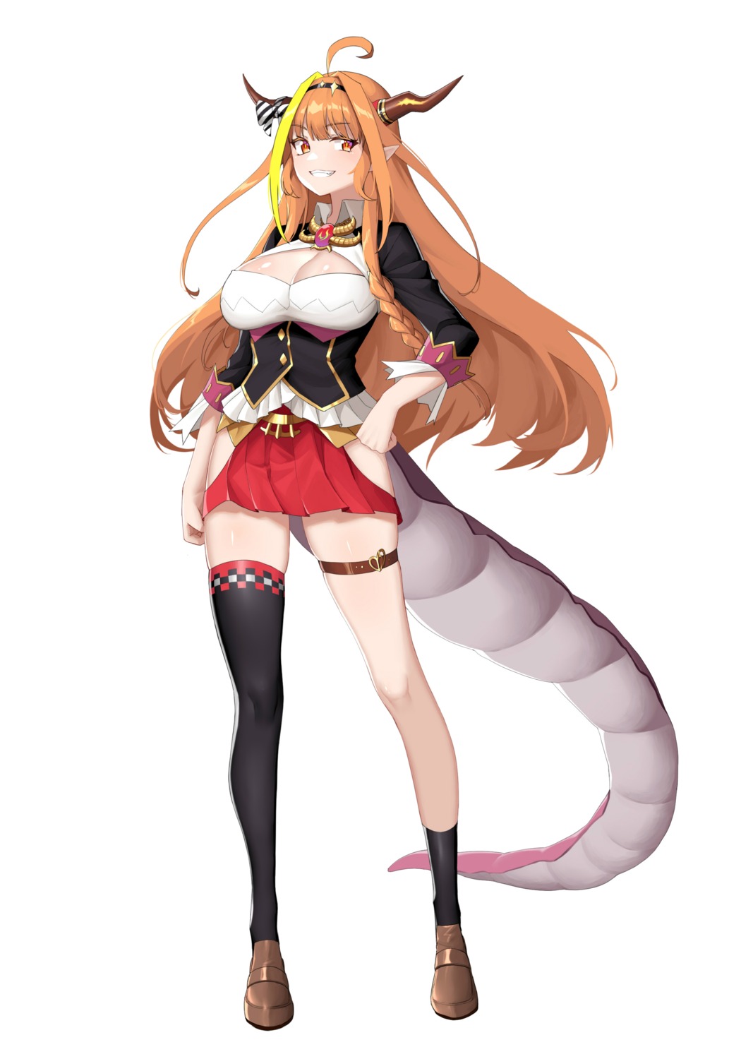 cleavage da_chu_z_jun garter hololive horns kiryuu_coco pointy_ears tail thighhighs